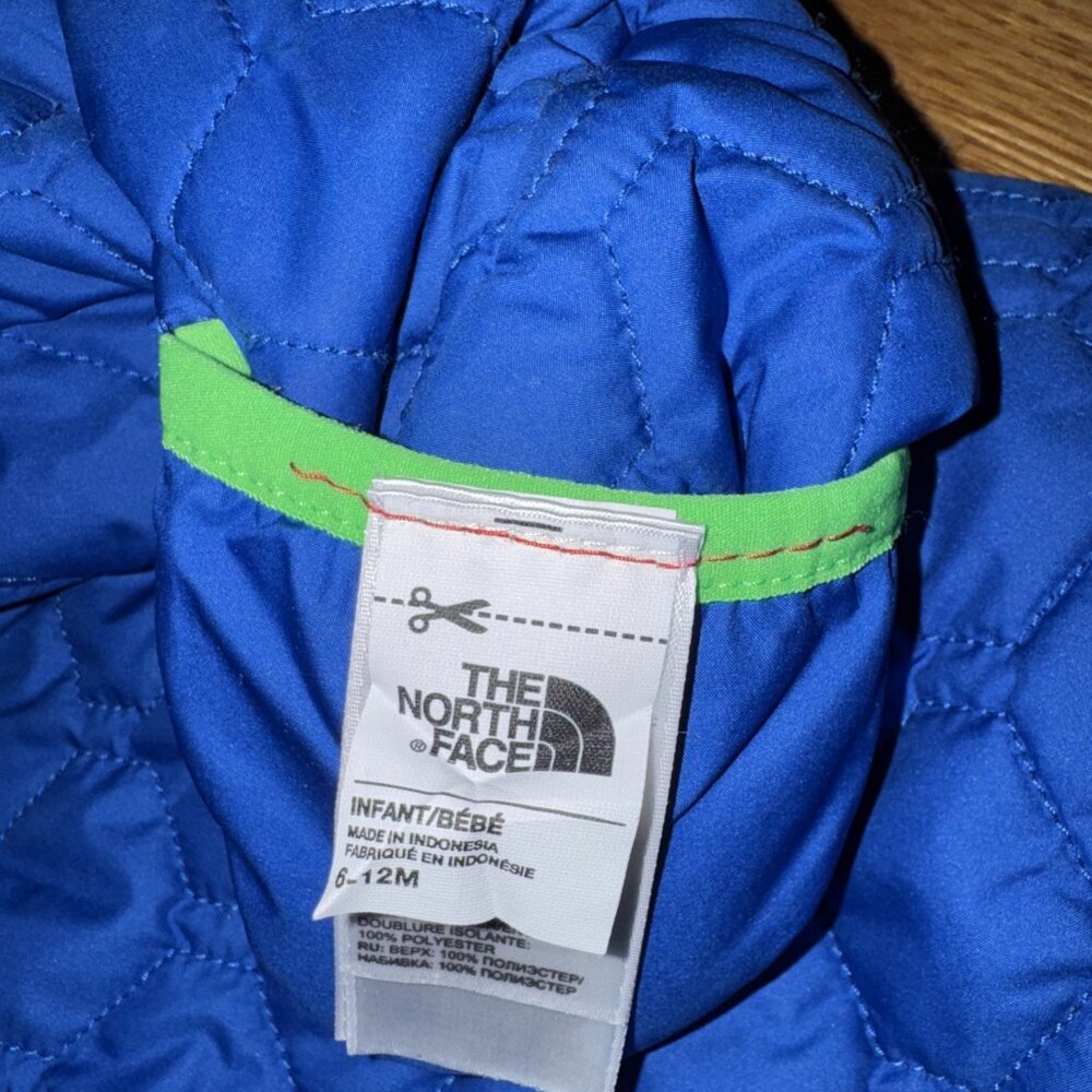 The North Face Reversible Infant Baby Hooded Jacket Quilted Blue Size 6-12 M - Picture 4 of 9